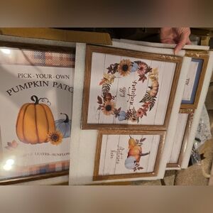 5 Piece Rustic Autumn Picture Frame Set with Floral Accents